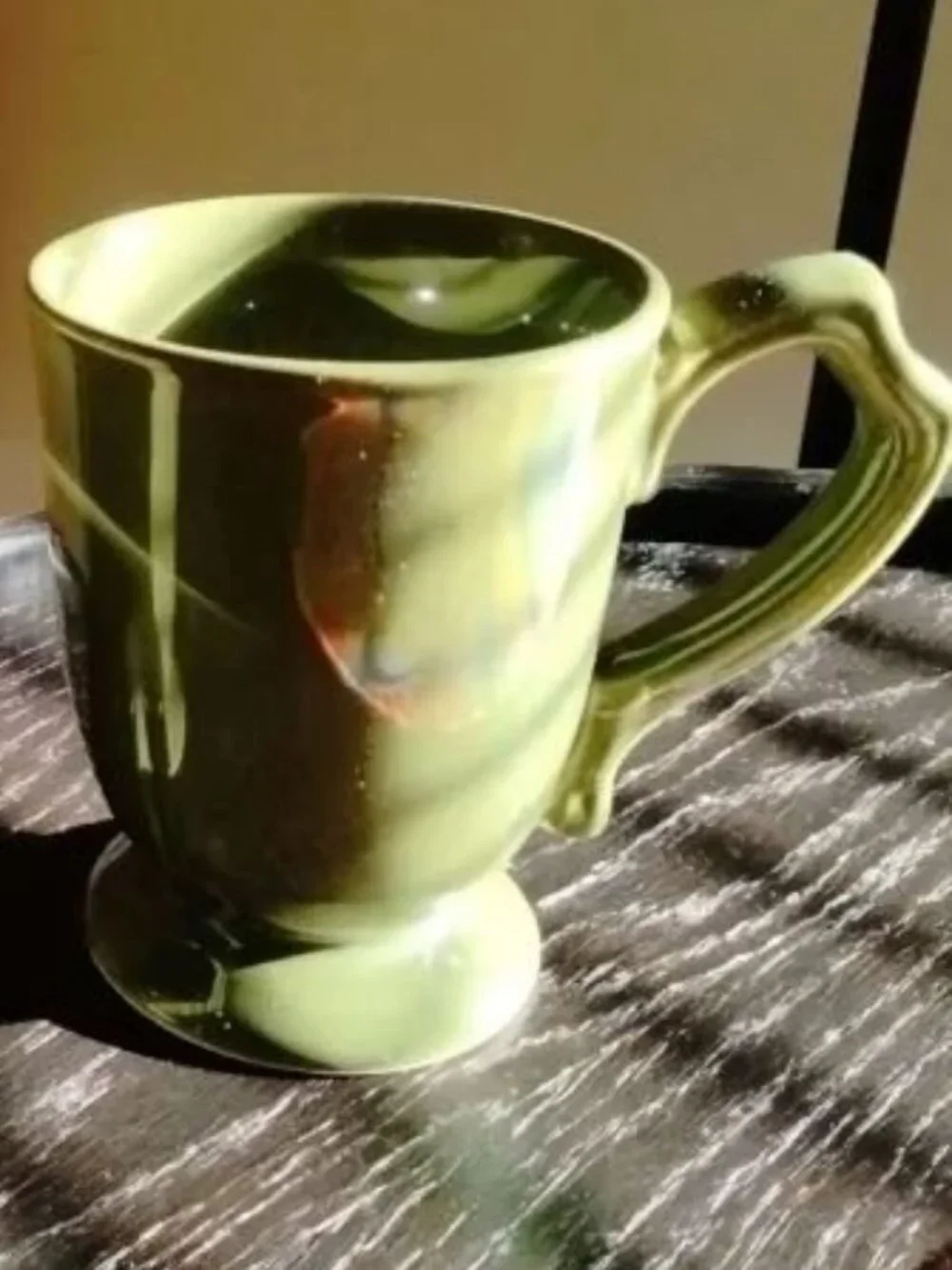 Two Vintage Green Gibson Pedestal Mugs